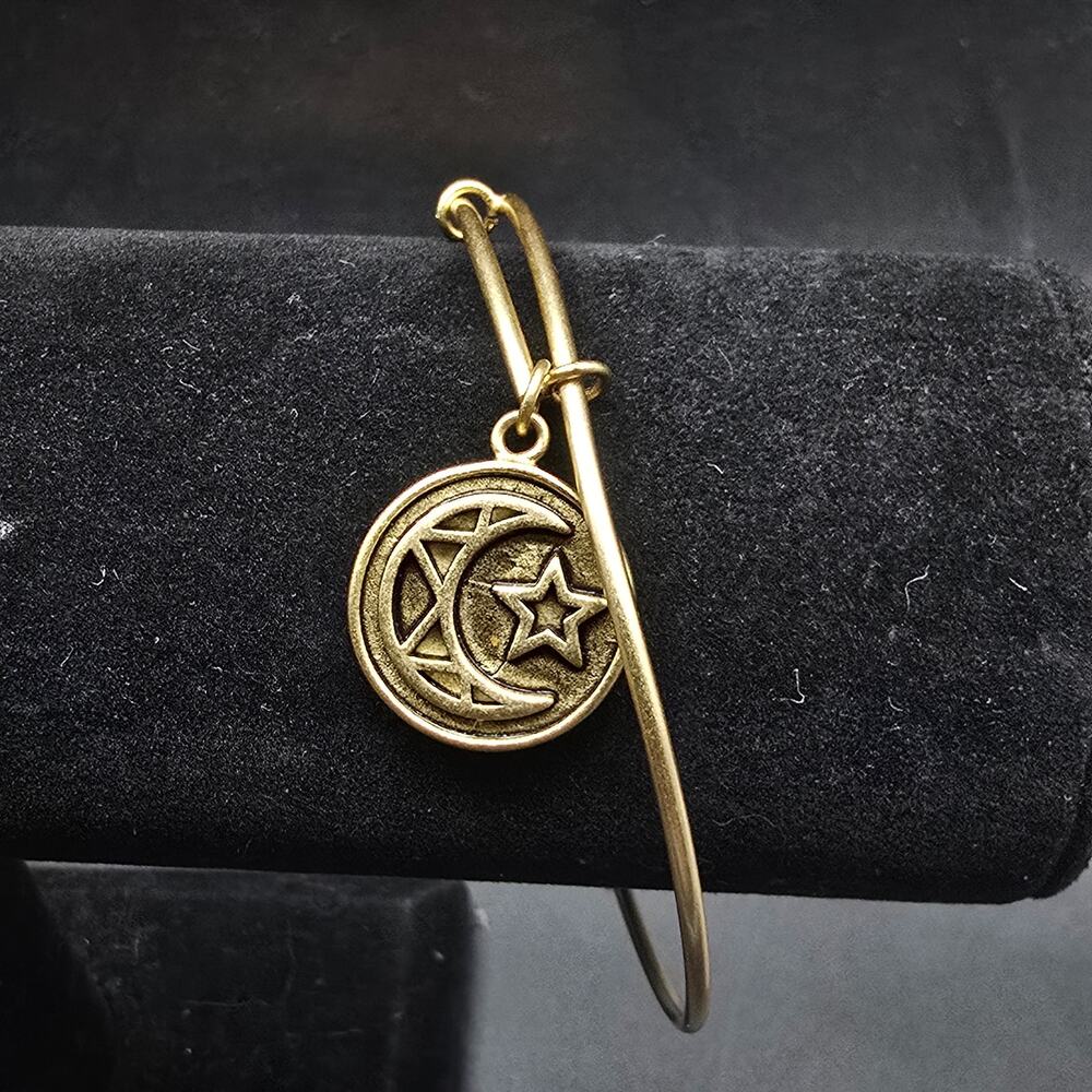 Chrysalis Celestial Moon Charm Bangle Bracelet Gold Tone